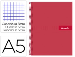 Cuaderno espiral Liderpapel Crafty A5 tapa extradura 120h micro 90g c/5mm. color rojo